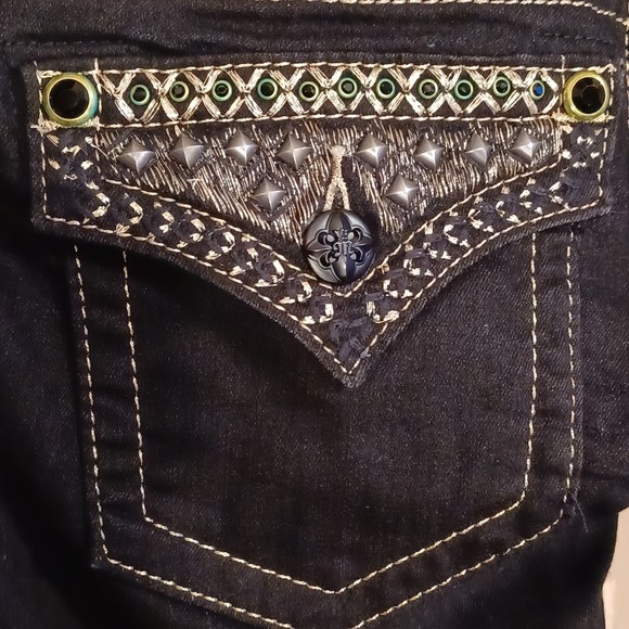 NWOT Miss Me Jeans, Size 27, Black, Bedazzled, 32W x 29L, Skinny, Stretch Denim - Picture 5 of 12